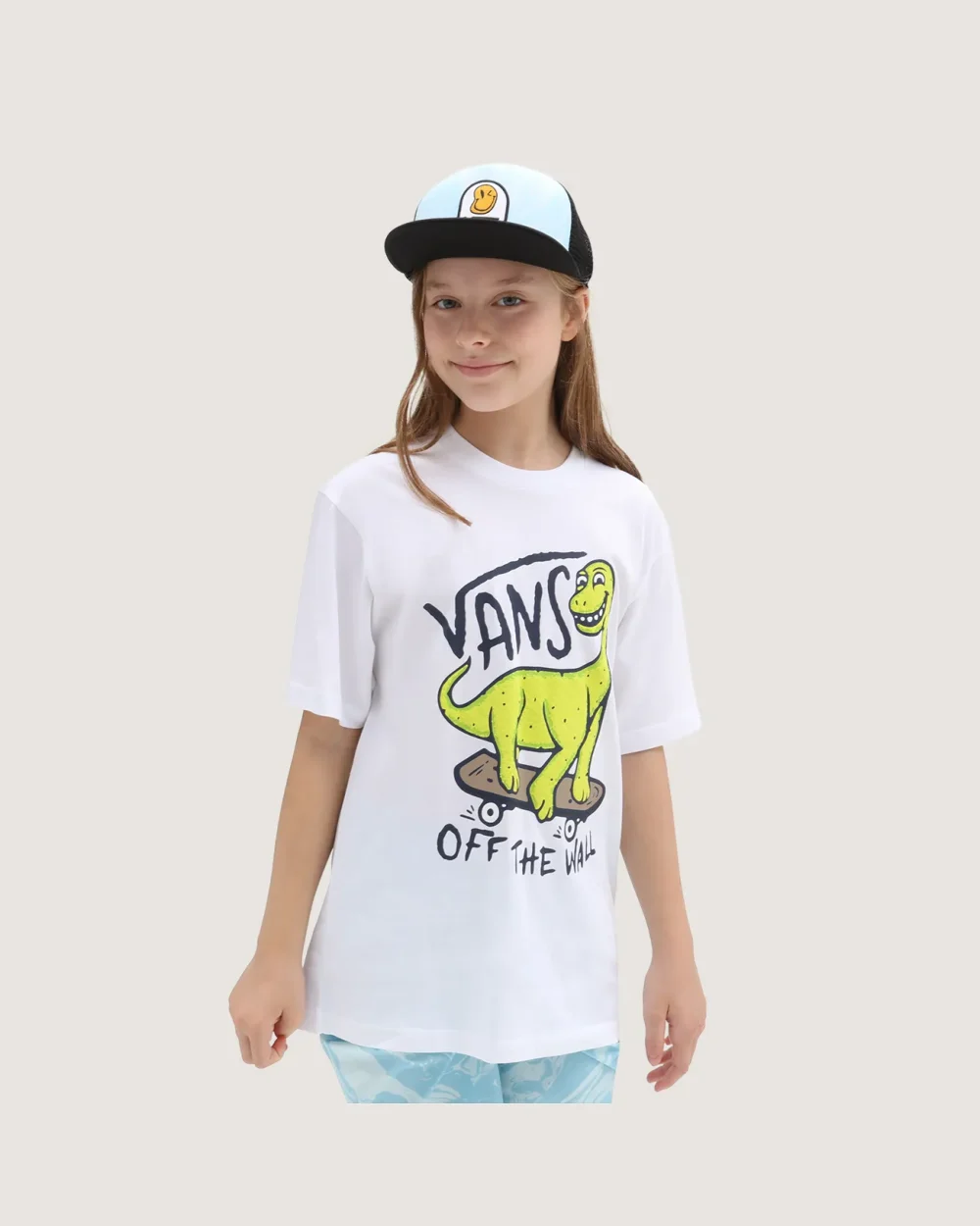 VANS - טי שירט נוער Dinosk8 – V0080EWHT – white – 2