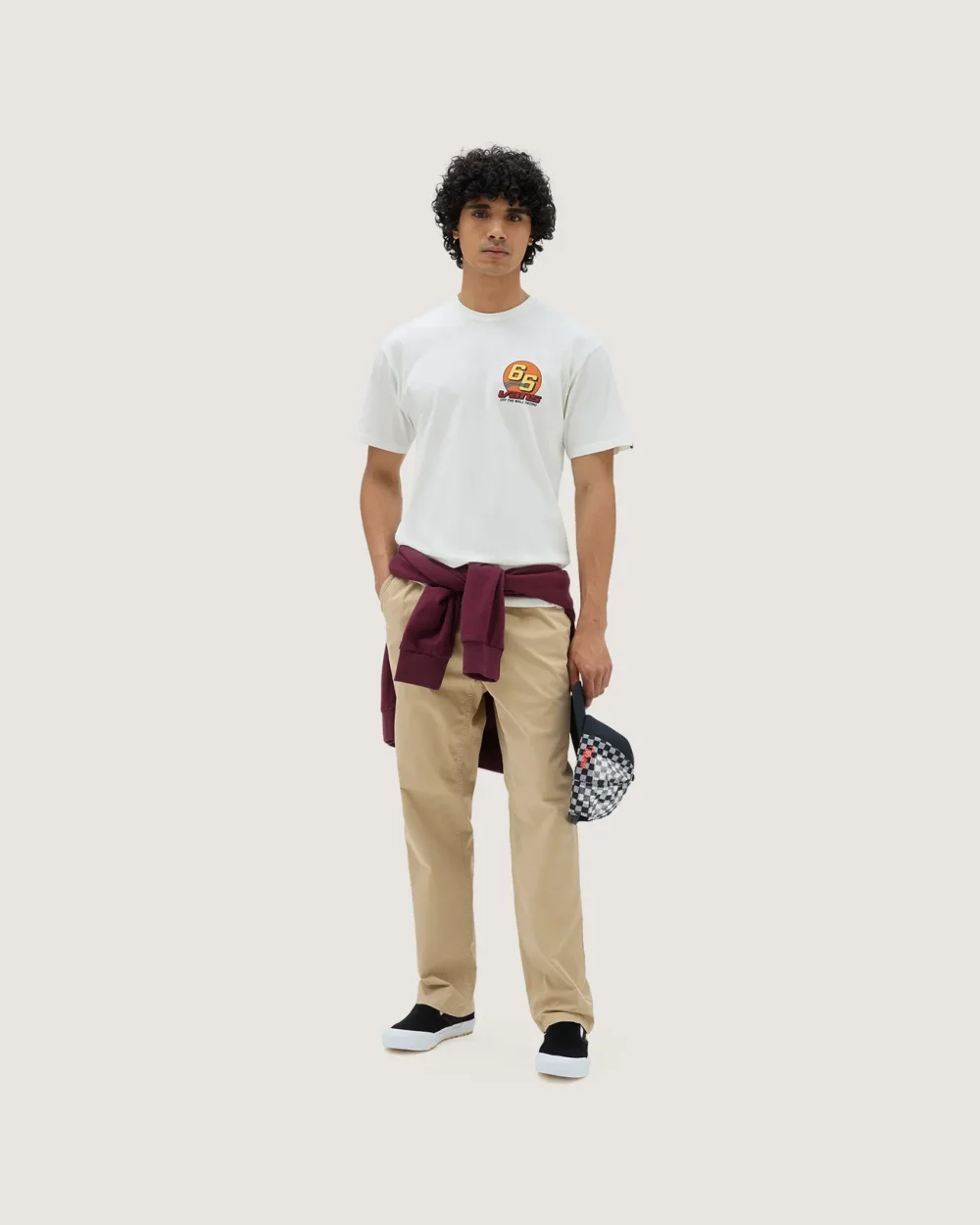 VANS - טי שירט Vans 66 Racing Logo – V008FDFS8 – marshmallow – 1