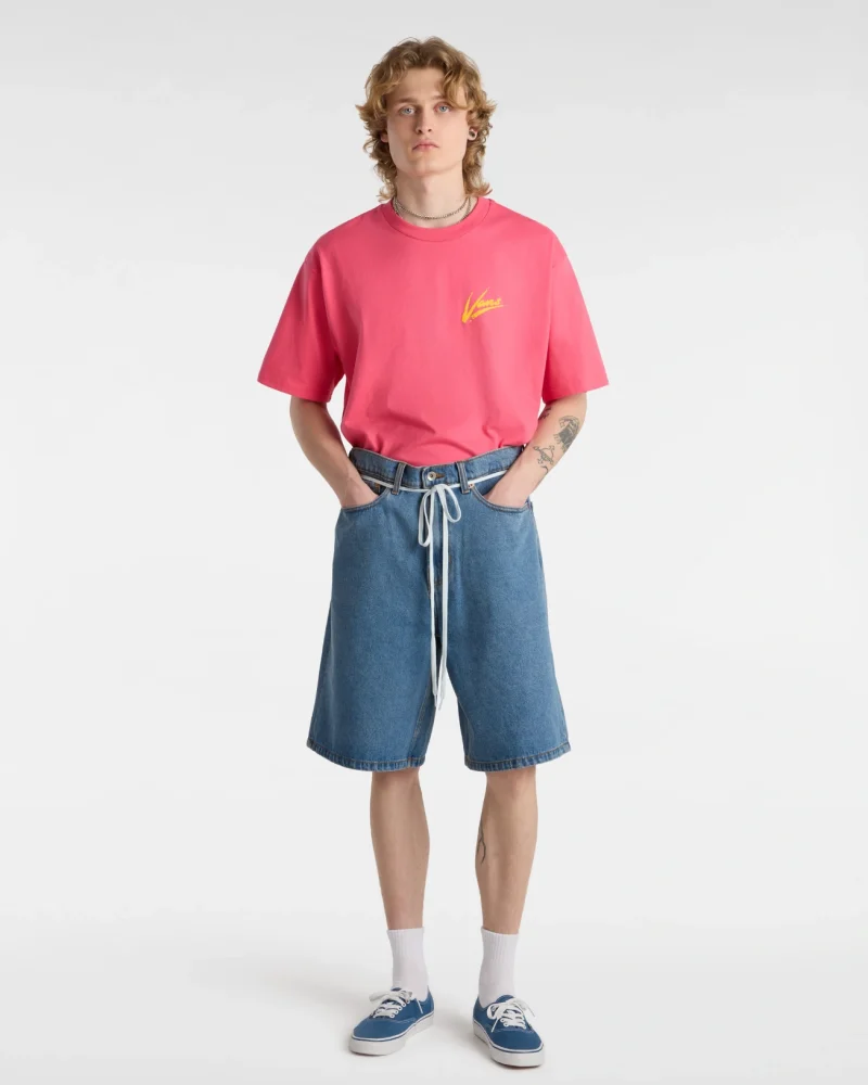 VANS - מכנסיים קצרים Check-5 Baggy Denim – V00C9VCDX – stonewash-blue – 1