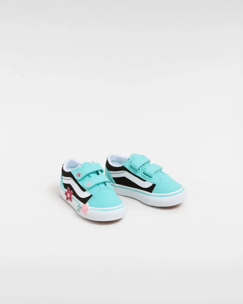 VANS - נעלי תינוקות Old Skool Hook And Loop – V00CPV6GL – glitter-flower-power-multi-true-white – 1