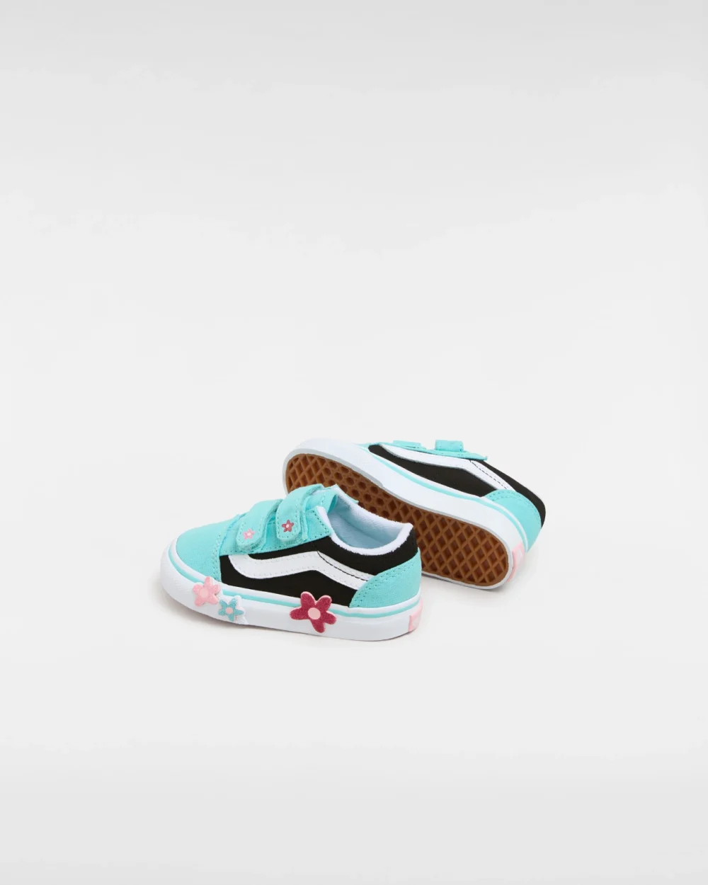 VANS - נעלי תינוקות Old Skool Hook And Loop – V00CPV6GL – glitter-flower-power-multi-true-white – 2