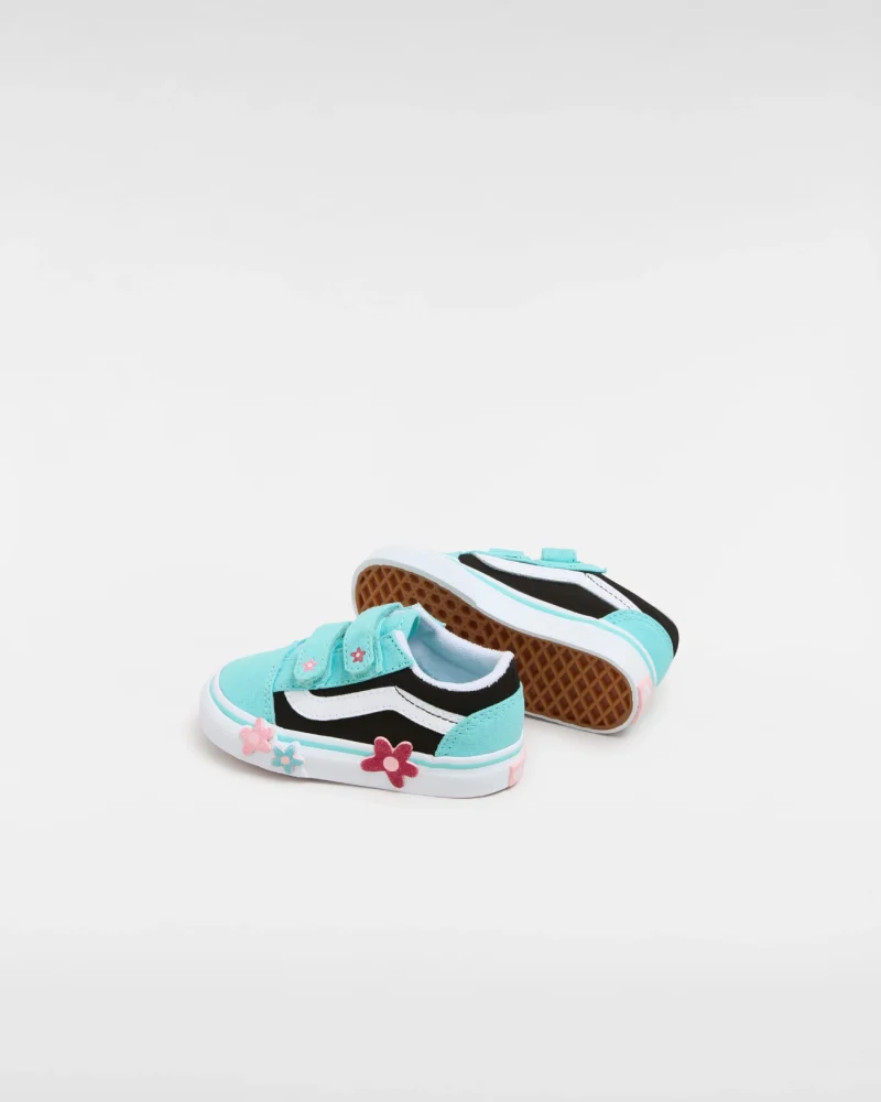 VANS - נעלי תינוקות Old Skool Hook And Loop – V00CPV6GL – glitter-flower-power-multi-true-white – 2