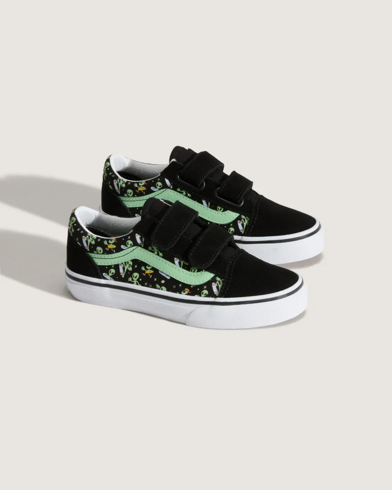 VANS - סניקרס ילדים Old Skool V – V00CYAYJ7 – glow-cosmic-cruisers-black-green – 1