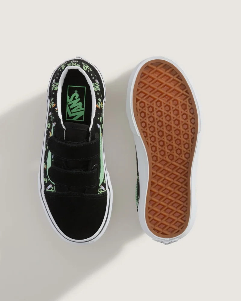 VANS - סניקרס ילדים Old Skool V – V00CYAYJ7 – glow-cosmic-cruisers-black-green – 2