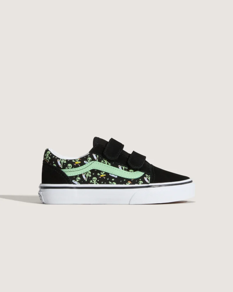 VANS - סניקרס ילדים Old Skool V – V00CYAYJ7 – glow-cosmic-cruisers-black-green – 4
