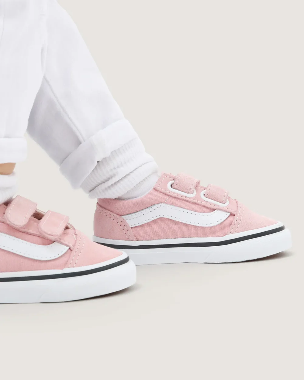 VANS - נעלי תינוקות Old Skool – V00D3Y9AL – powder-pink-true-white – 1