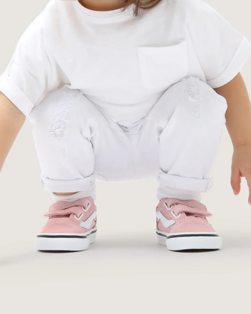 VANS - נעלי תינוקות Old Skool – V00D3Y9AL – powder-pink-true-white – 5