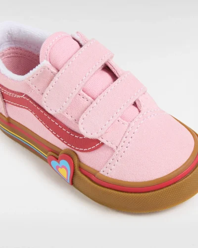 VANS - נעלי תינוקות Old Skool V Heart – V00D4SBIY – pink-multi – 3