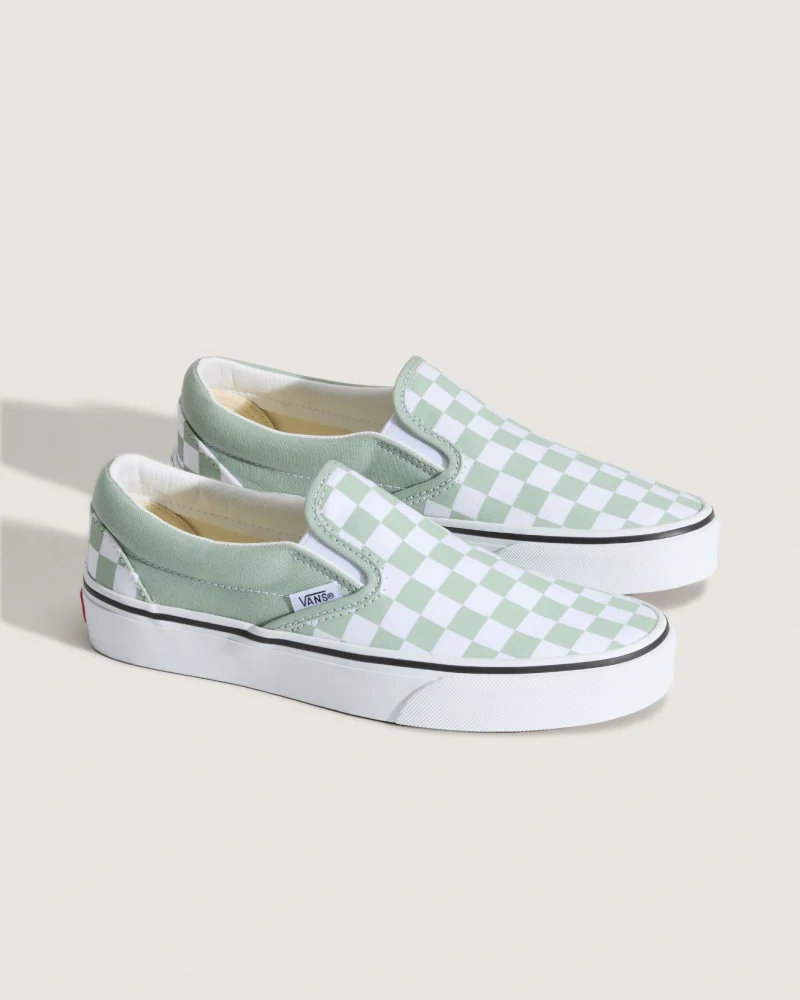 VANS - נעלי סניקרס Classic Slip-On – V00D6YEMW – color-theory-checkerboard-gray-olive – 1