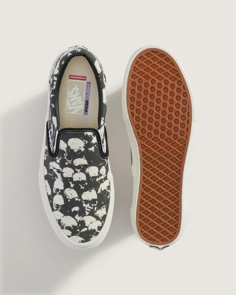VANS - נעלי סקייט Skate Slip-On – V00EG59X1 – skull-pile-black-white-gum – 1