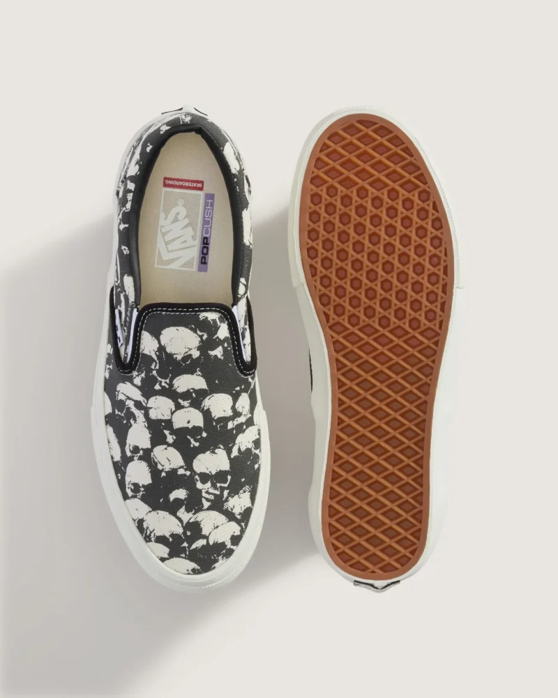VANS - נעלי סקייט Skate Slip-On – V00EG59X1 – skull-pile-black-white-gum – 1