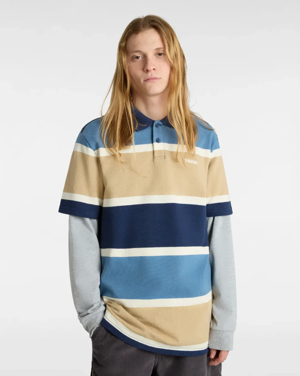 VANS - חולצת פולו קצרה Lewis Mills 106 – V00G3C4MG – incense – 1