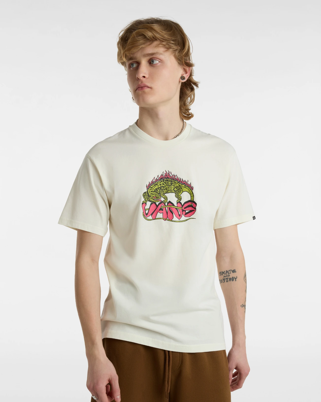 VANS - טי שירט Fiery Friend – V00G65FS8 – marshmallow – 1