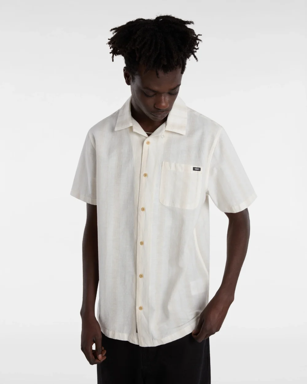 VANS - חולצה מכופתרת קצרה Carnell Woven – V00G7FD0D – marshmallow-oatmeal – 1