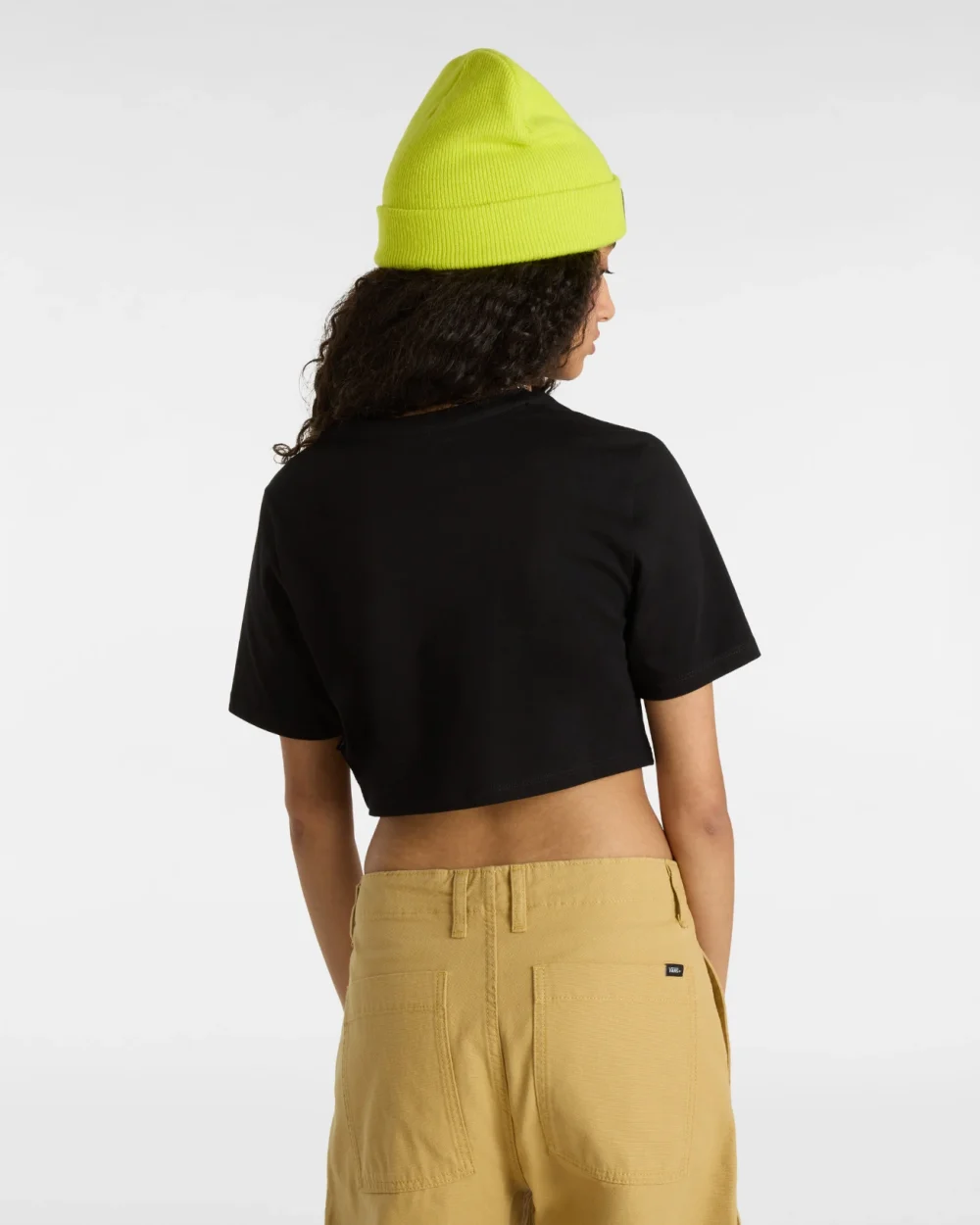 VANS - טי שירט Forever Checker Crew Crop Ii – V00GFHBLK – black – 2