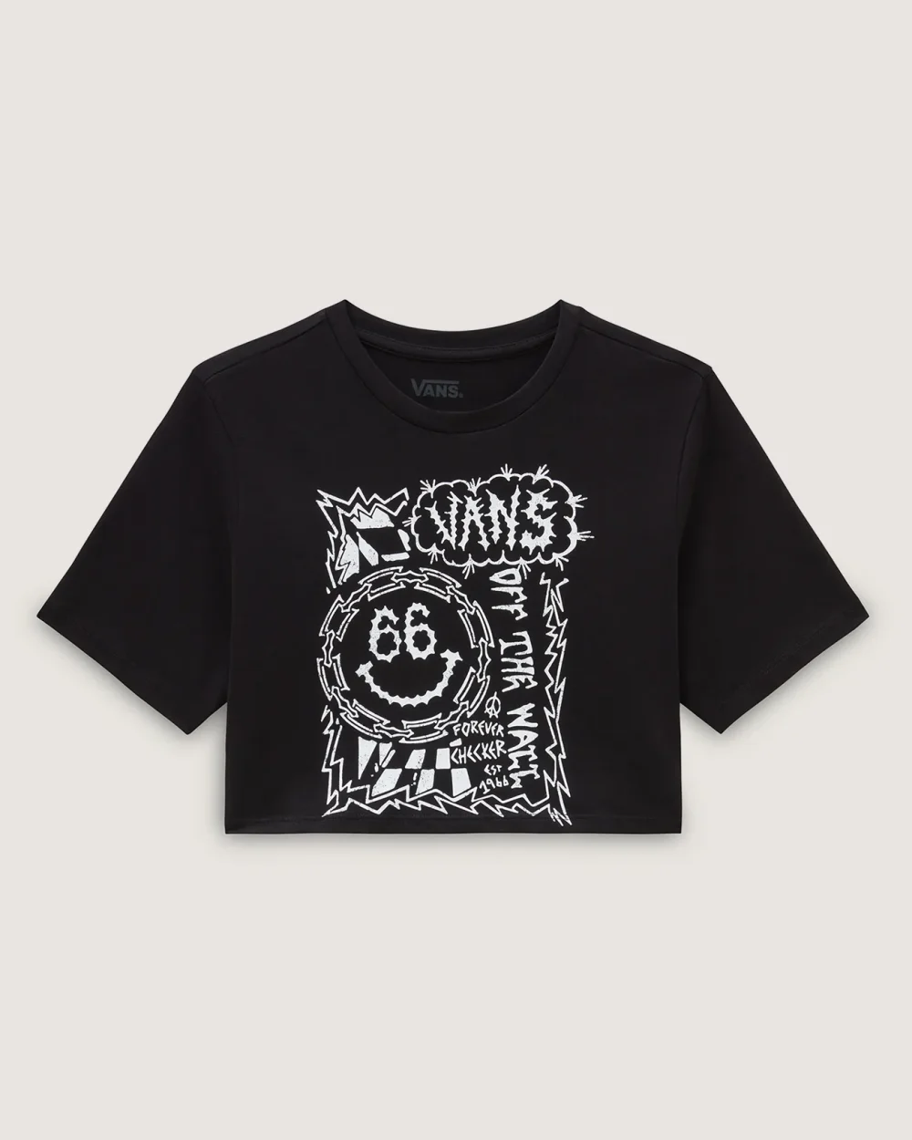 VANS - טי שירט Forever Checker Crew Crop Ii – V00GFHBLK – black – 4