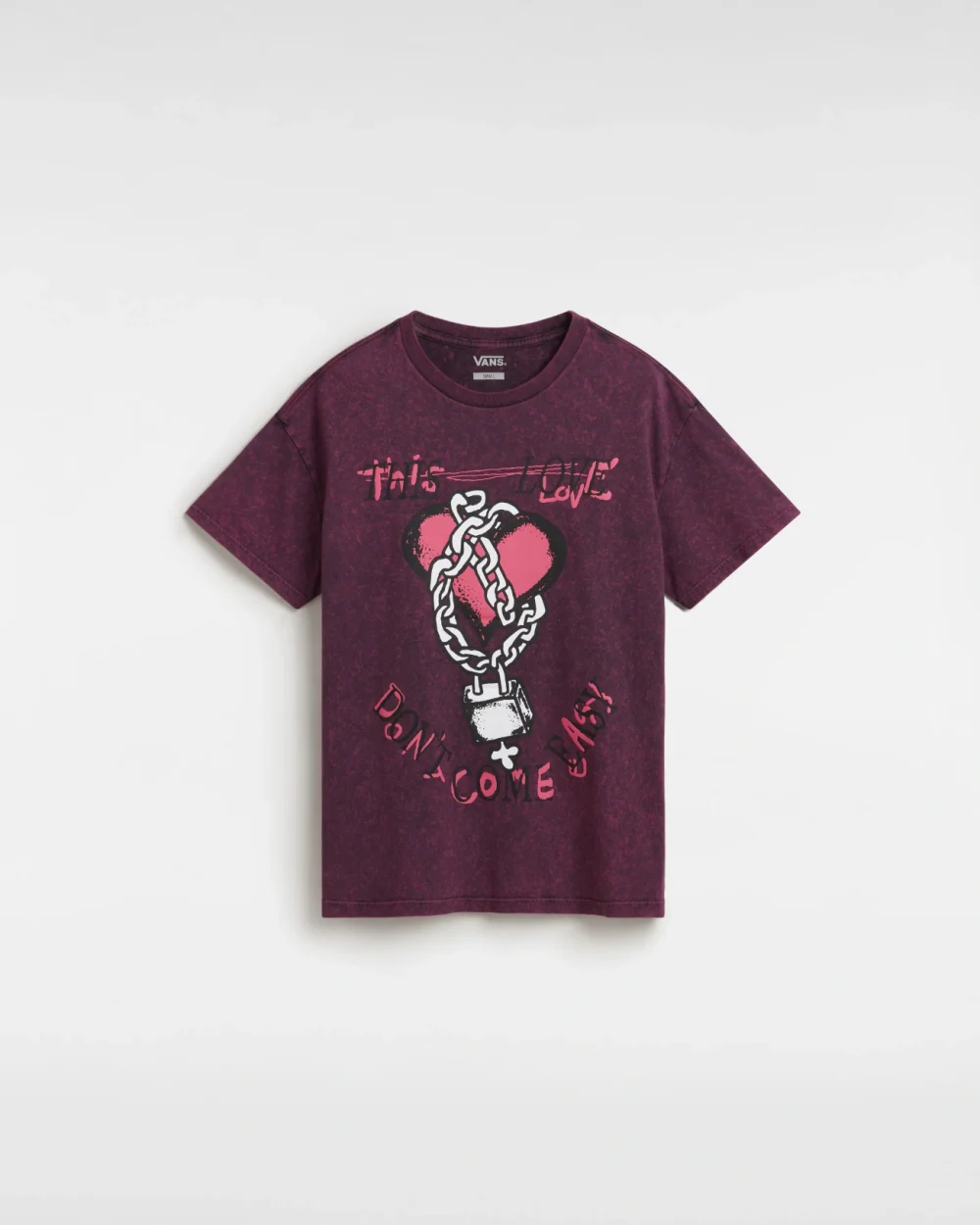 VANS - טי שירט Love Shackle Oversized – V00GK6D34 – black-pink-glo – 4