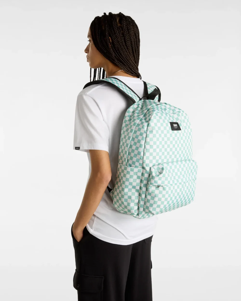 VANS - תיק גב Old Skool Check – V00H4XM8I – gray-mist – 5