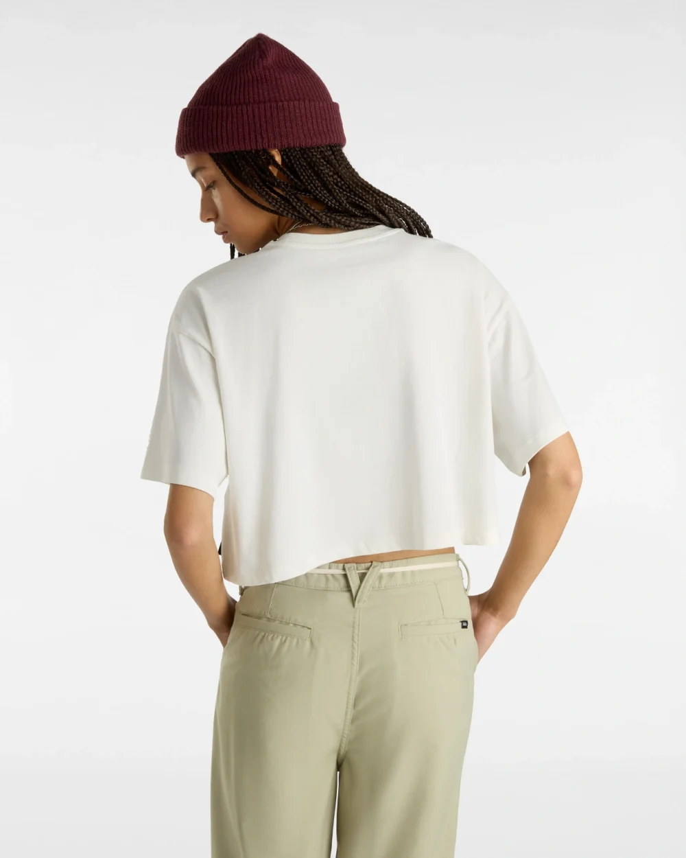 VANS - טי שירט First Team Relax Crop – V00HHEFS8 – marshmallow – 3