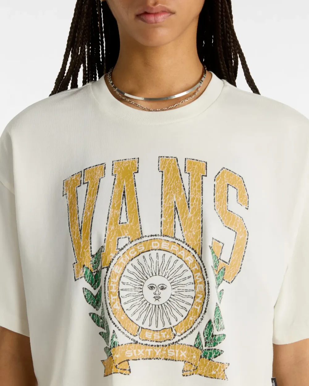VANS - טי שירט First Team Relax Crop – V00HHEFS8 – marshmallow – 5