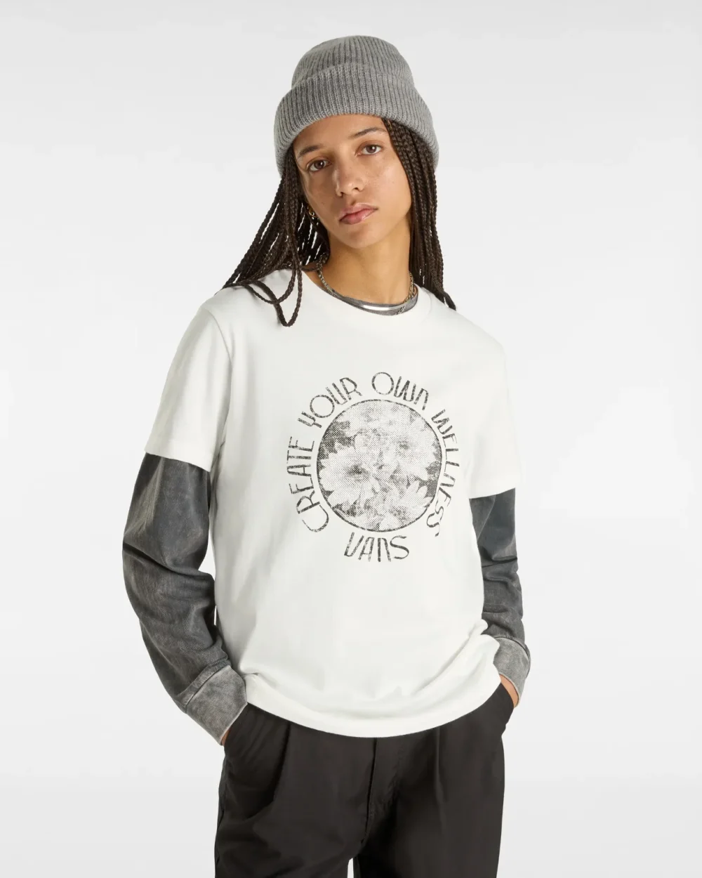 VANS - טי שירט Wellness Bff – V00HJ0FS8 – marshmallow – 2