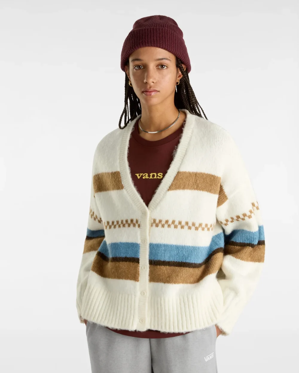 VANS - קרדיגן Valerie Stripe – V00HJBFS8 – marshmallow – 2