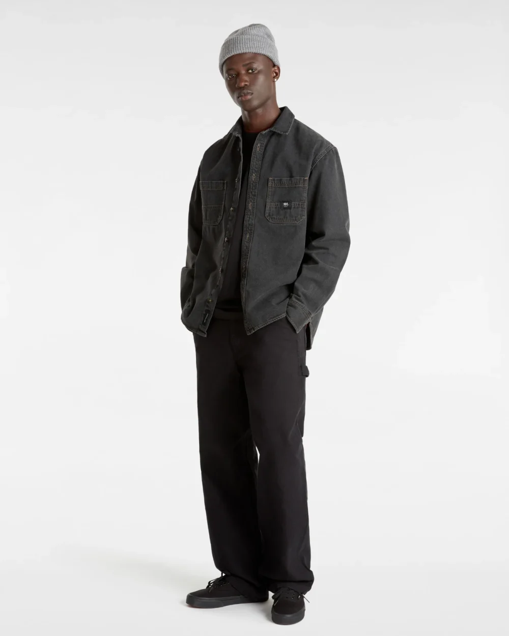 VANS - חולצה מכופתרת ארוכה Stevens Denim Woven – V00HNTDAD – pavement-washed-black – 5