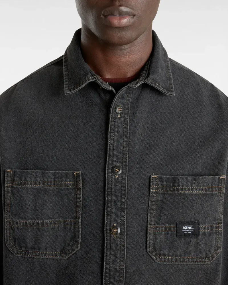 VANS - חולצה מכופתרת ארוכה Stevens Denim Woven – V00HNTDAD – pavement-washed-black – 6