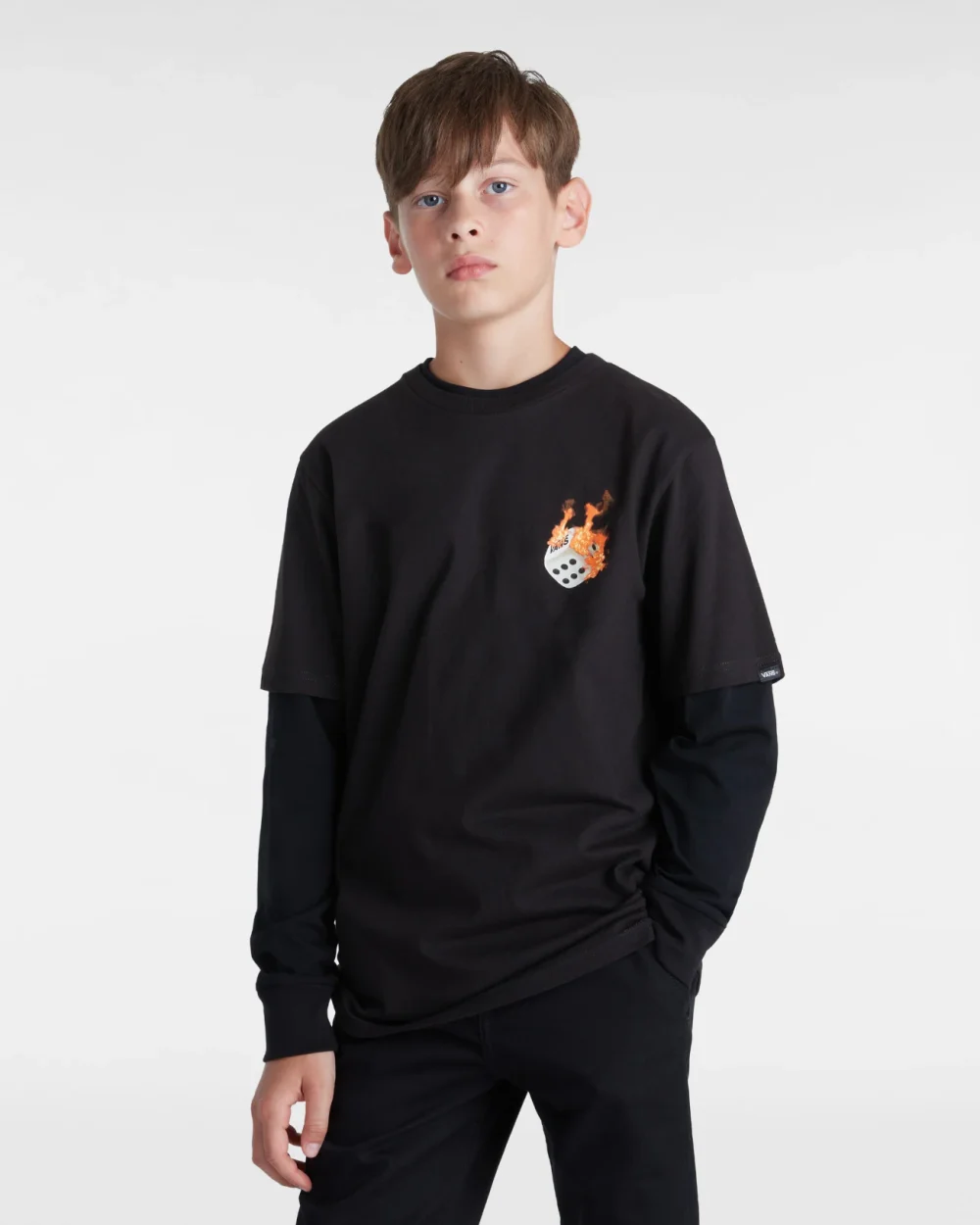 VANS - טי שירט נוער No Dice – V00JCWBLK – black – 2
