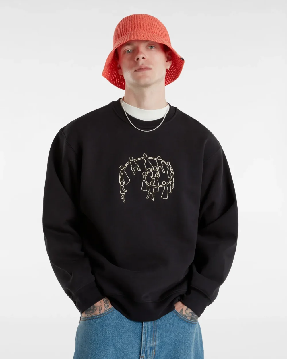 VANS - סווטשירט Skate Hold Hands – V00JD2BLK – black – 2