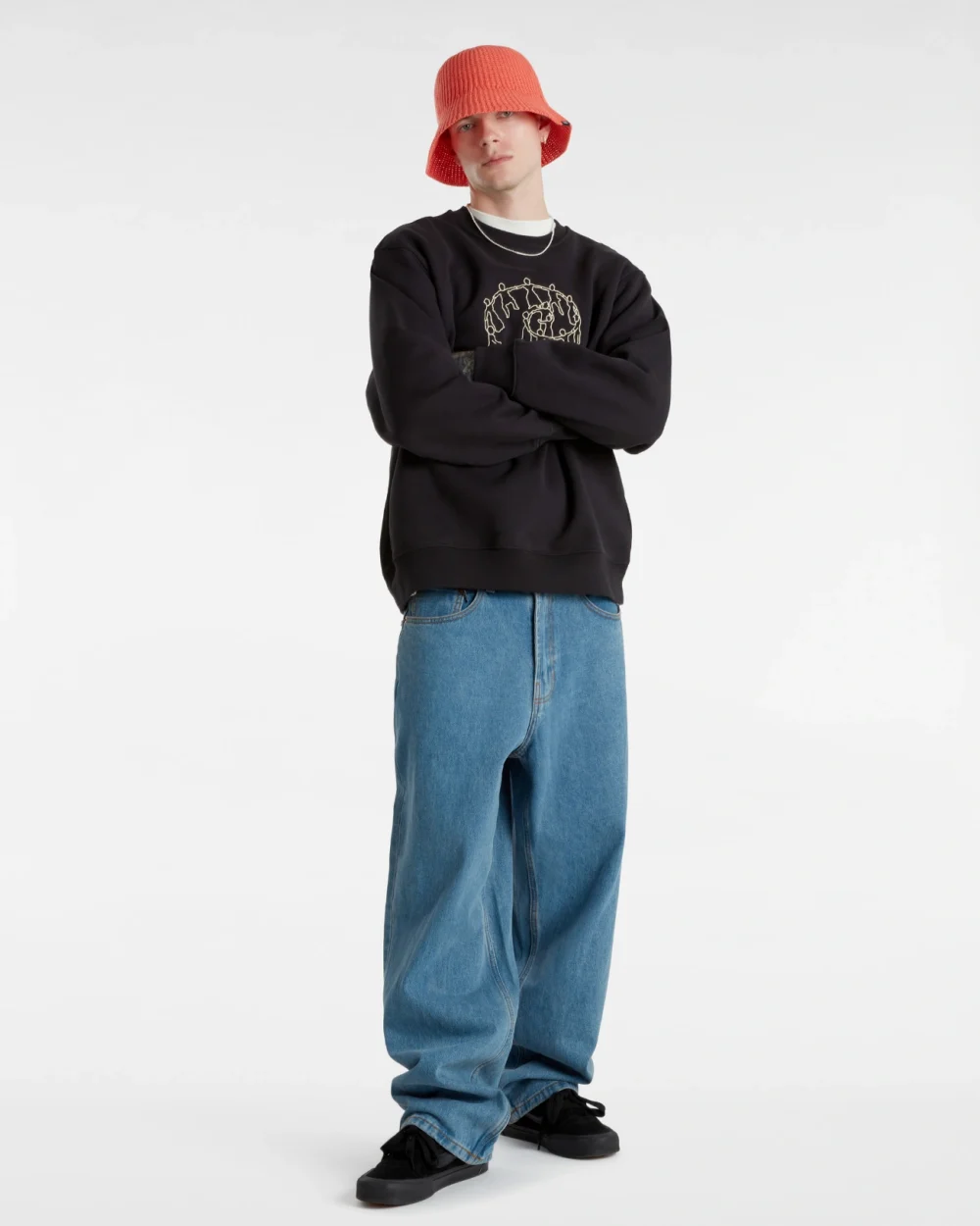 VANS - סווטשירט Skate Hold Hands – V00JD2BLK – black – 5