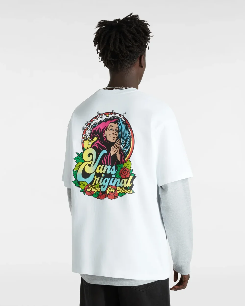 VANS - טי שירט Pray For Waves Loose – V00JK3WHT – white – 2