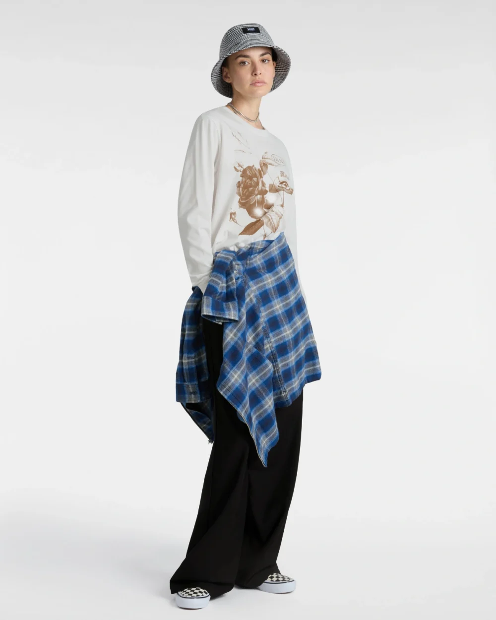 VANS - טי שירט ארוכה Damask Bff – V00JUGFS8 – marshmallow – 4