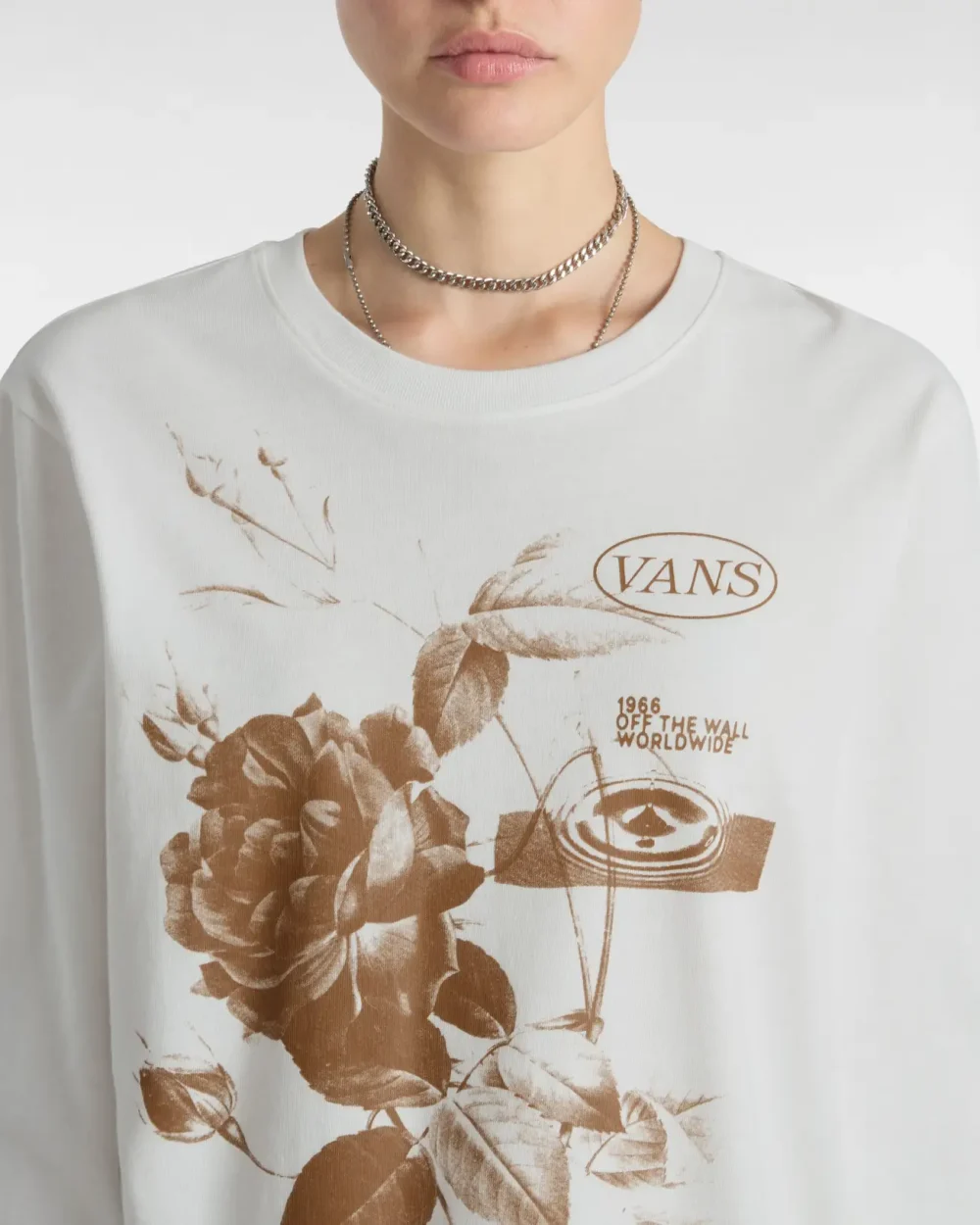 VANS - טי שירט ארוכה Damask Bff – V00JUGFS8 – marshmallow – 5