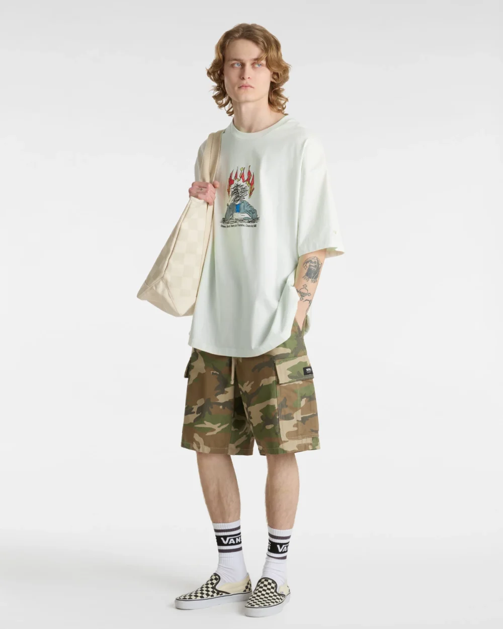 VANS - טי שירט Skate Thinking – V00M0NFS8 – marshmallow – 4