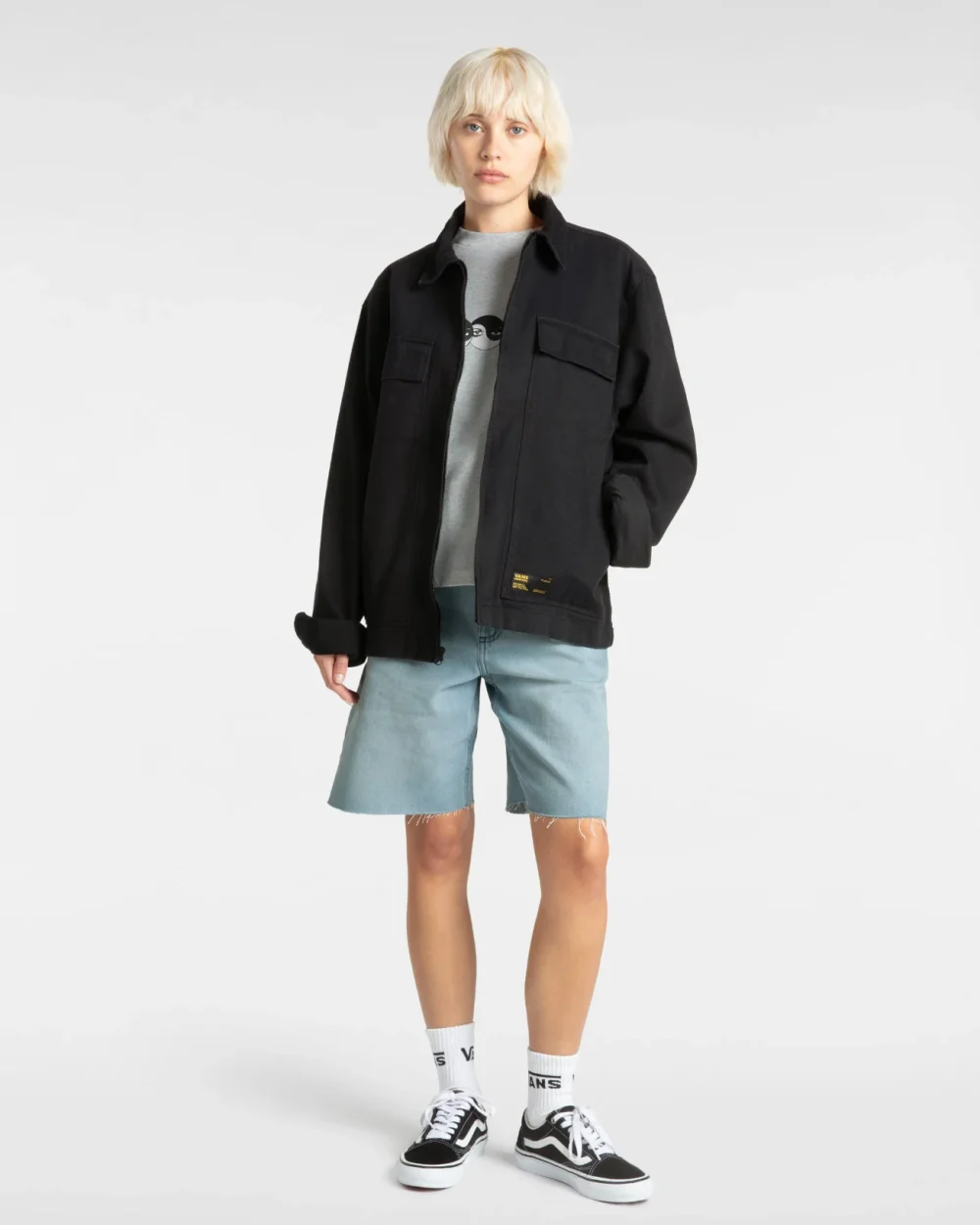 VANS - טי שירט Skate Ying Yang Eyes – V00M0VRKZ – ash-heather – 3