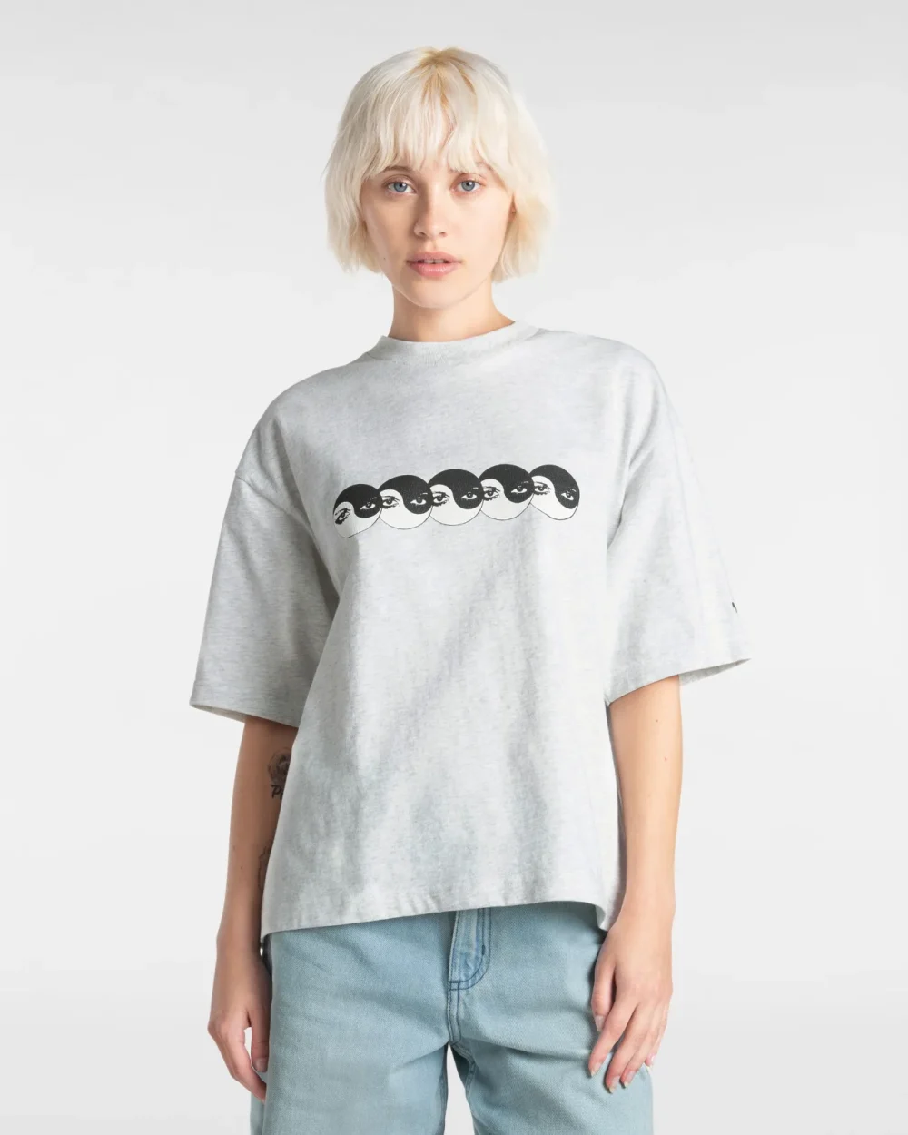 VANS - טי שירט Skate Ying Yang Eyes – V00M0VRKZ – ash-heather – 7