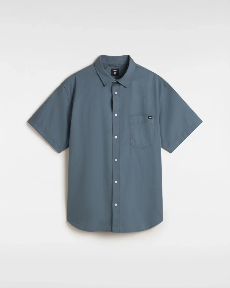 VANS - חולצה מכופתרת קצרה Lawson Solid Woven – V00M13RV2 – stormy-weather – 1