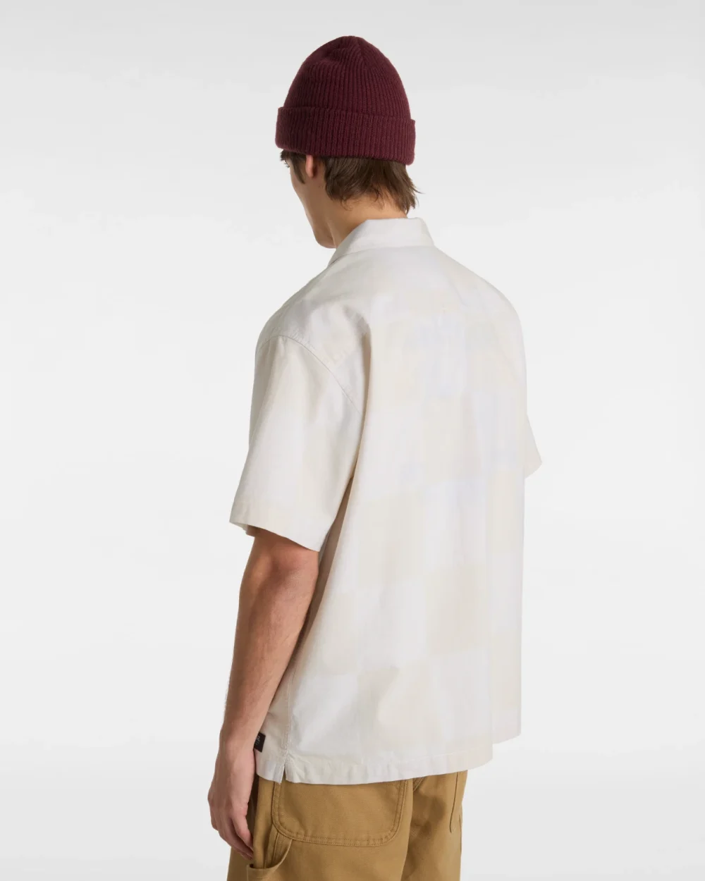 VANS - חולצה מכופתרת קצרה Kessler Checkerboard Woven – V00M18E68 – white-marshmallow – 3