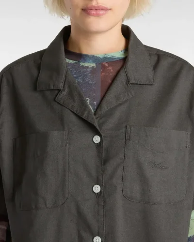 VANS - חולצה מכופתרת קצרה Cassidy Camp – V00M9A1O7 – asphalt – 5