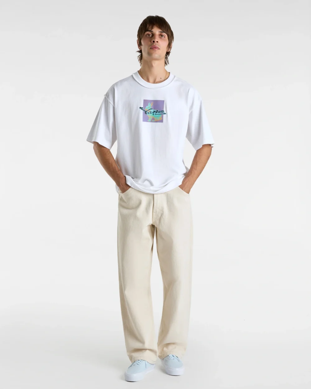 VANS - טי שירט Premium Down The Rabbit Hole – V00MF8WHT – white – 4