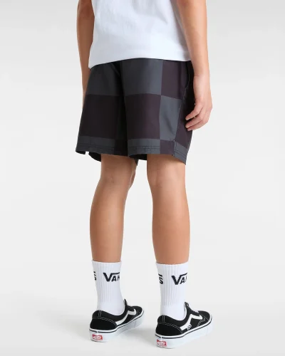 VANS - מכנסיים קצרים נוער By Primary Checkerboard – V00MJYKOU – black-asphalt – 3
