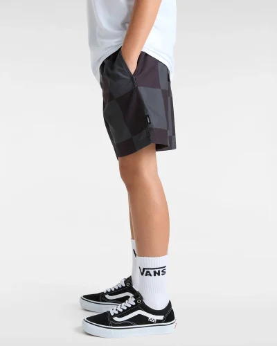 VANS - מכנסיים קצרים נוער By Primary Checkerboard – V00MJYKOU – black-asphalt – 4