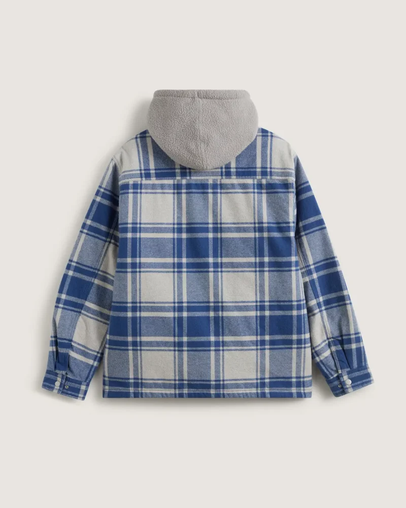 VANS - ג'קט Piedmont Hooded Plaid Shirt Jacket – V00P7VF0R – oatmeal-heather-true-navy – 1