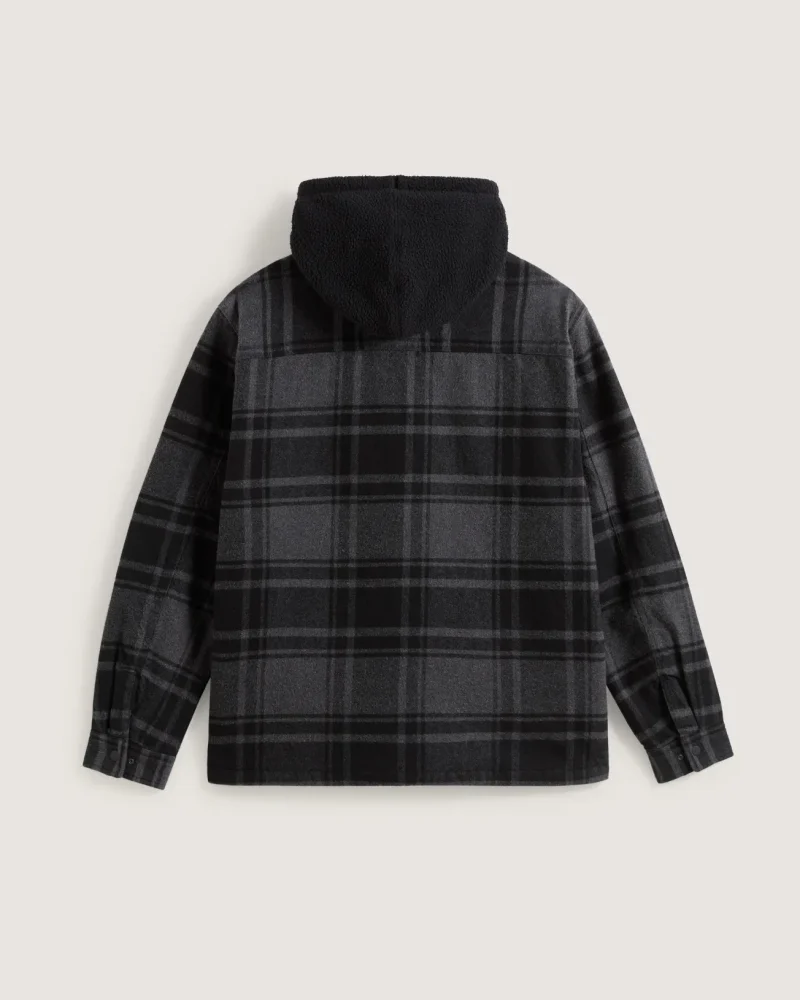 VANS - ג'קט Piedmont Hooded Plaid Shirt Jacket – V00P7VQFY – black-asphalt-heather – 1
