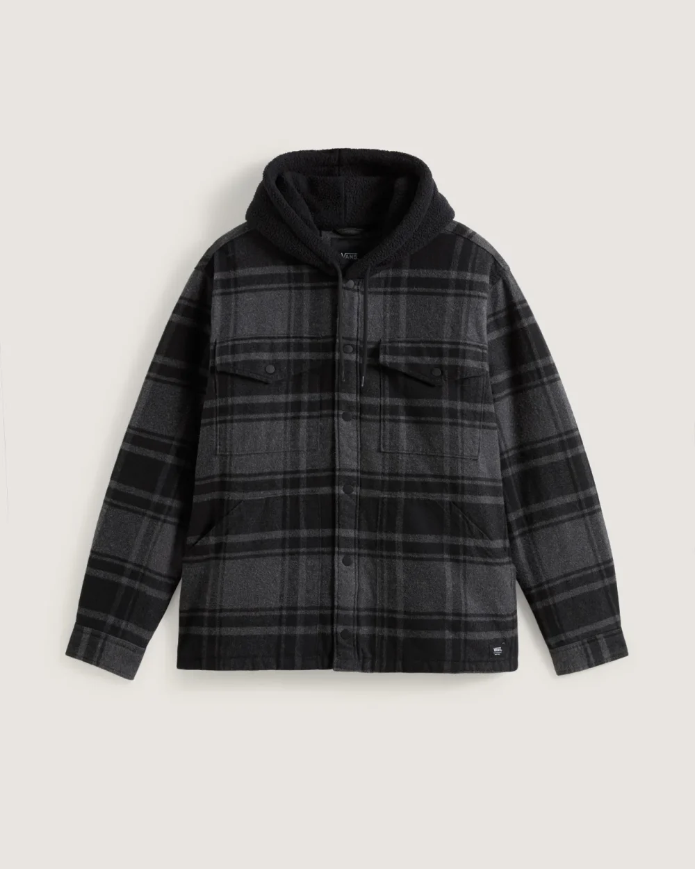 VANS - ג'קט Piedmont Hooded Plaid Shirt Jacket – V00P7VQFY – black-asphalt-heather – 1