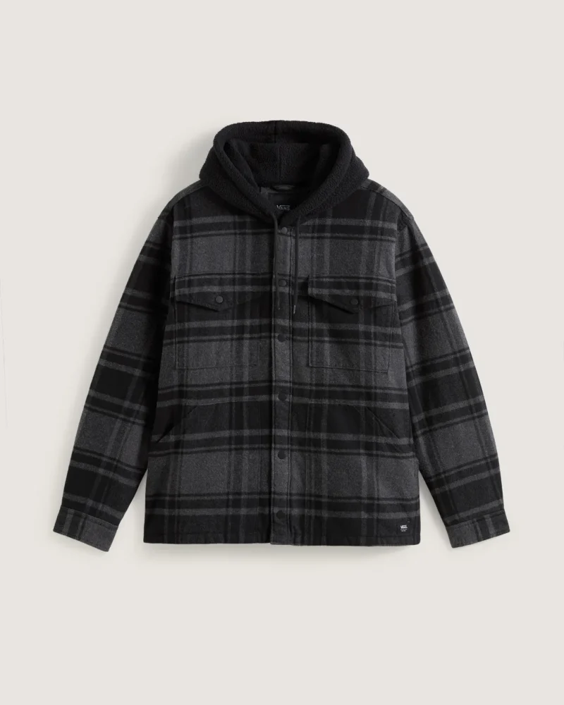 VANS - ג'קט Piedmont Hooded Plaid Shirt Jacket – V00P7VQFY – black-asphalt-heather – 1