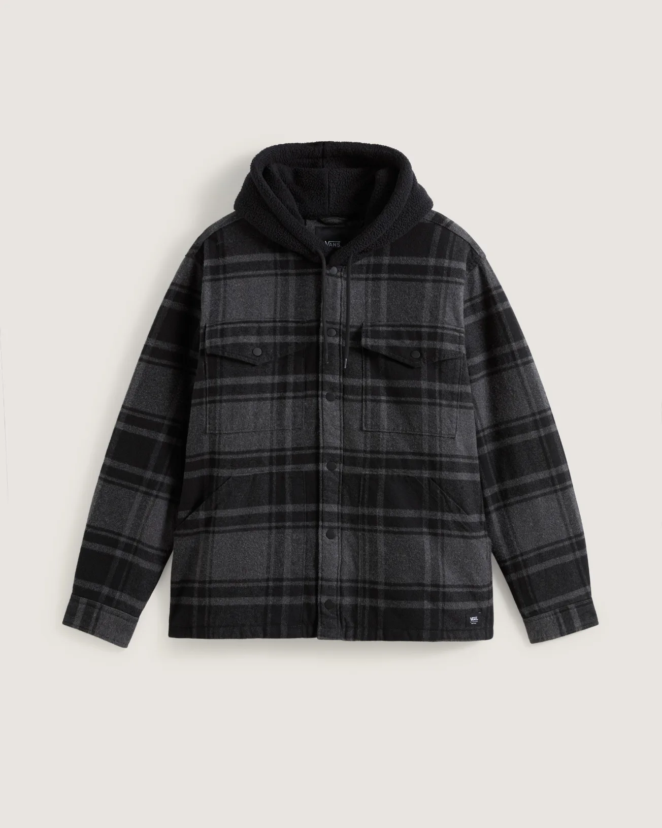 VANS - ג'קט Piedmont Hooded Plaid Shirt Jacket – V00P7VQFY – black-asphalt-heather – 1