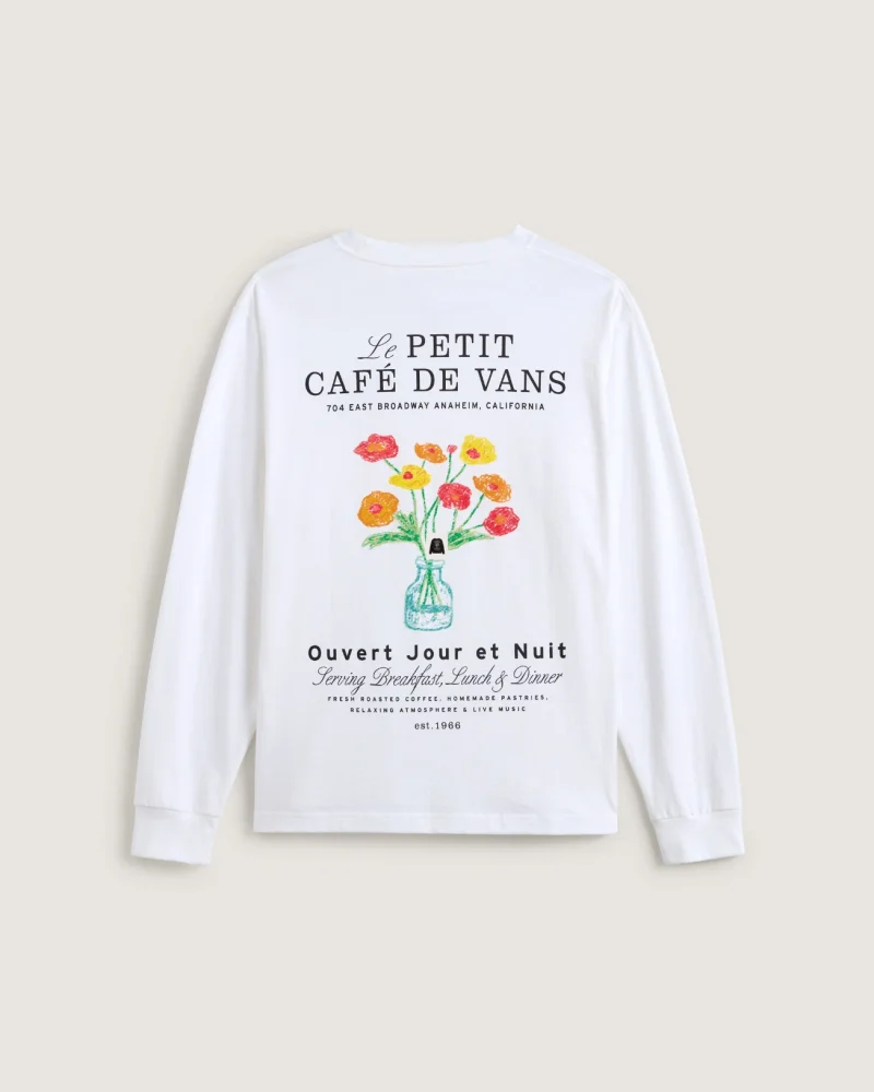 VANS - טי שירט ארוכה Café Vans – V00PC2WHT – white – 1