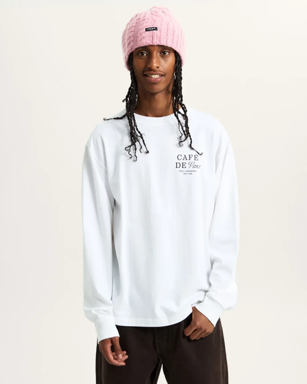 VANS - טי שירט ארוכה Café Vans – V00PC2WHT – white – 2